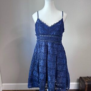 Elegant Blue Lace Dress
